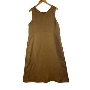 NWT J.Jill Women's Sleeveless Dress Linen Blend A-Line Casual Neutral Brown‎ L